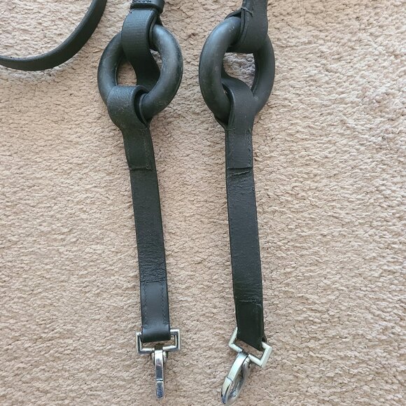 Black Leather Side Reins with Rubber Donut - Picture 4 of 4